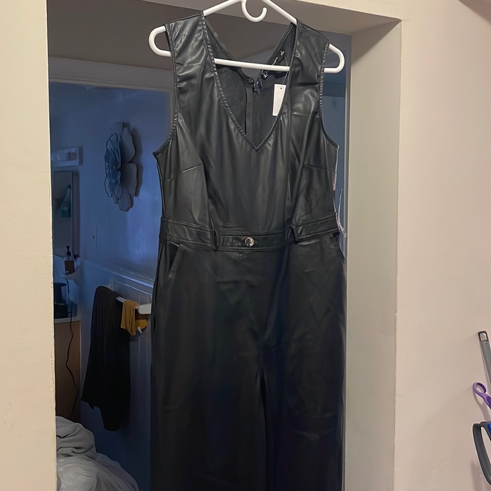 Size Large, Black Leather Jumpsuit